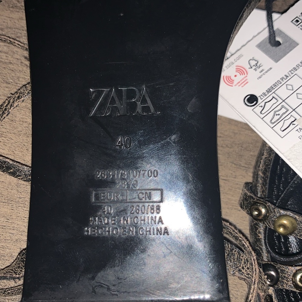 NWT ZARA LEATHER SQUARE TOE LACE UP SANDALS - Picture 11 of 11